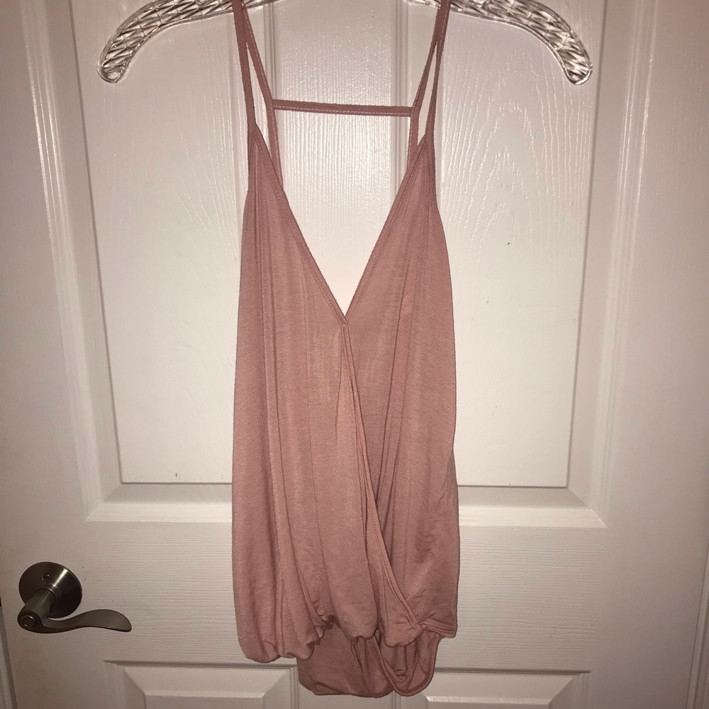 Urban Outfitters Pink Surplice Top w/ Open Back